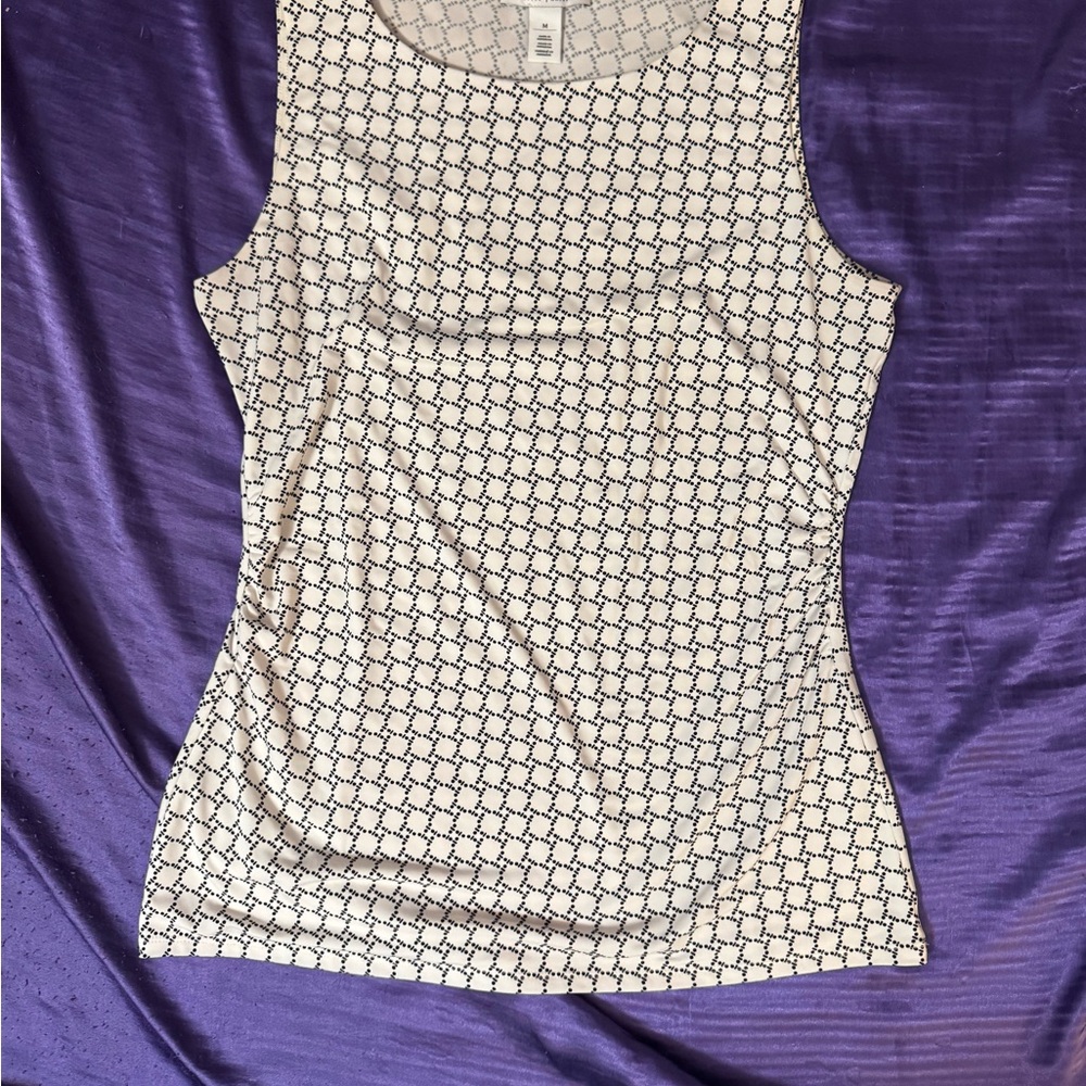 White House Black Market White and Black Tank Top